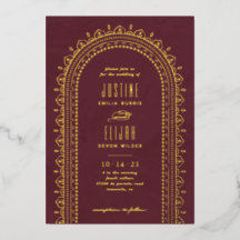 Einladung zur Verzierten Bogenhochzeit - Maroon