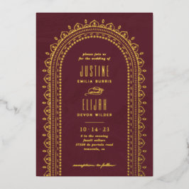 Einladung zur Verzierten Bogenhochzeit - Maroon
