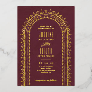 Einladung zur Verzierten Bogenhochzeit - Maroon