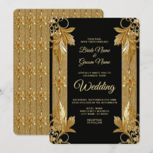 Einladung zur Verzierten Hochzeit von Gold Black