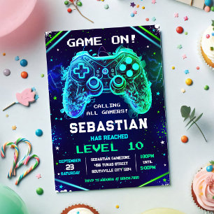 Einladung zur Videospiel-Gamer-Party zum Geburtsta