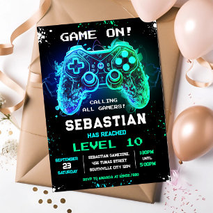 Einladung zur Videospiel-Gamer-Party zum Geburtsta