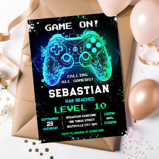 Einladung zur Videospiel-Gamer-Party zum Geburtsta