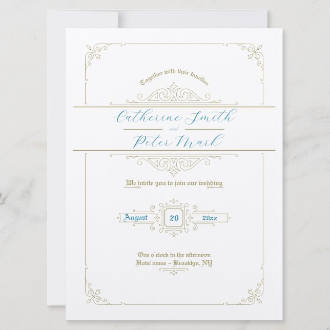 Einladung zur viktorianischen Vintage Hochzeit (Vorderseite)