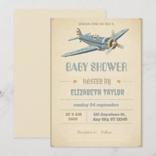 Einladung zur Vintage-Flugzeug-Baby-Party