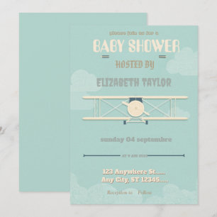 Einladung zur Vintage-Flugzeug-Baby-Party