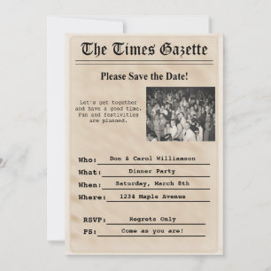 Einladung zur Vintage-Zeitungs-Party