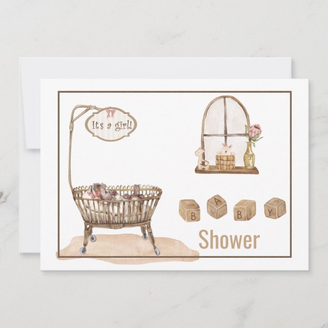 Einladung zur Vintagen Babydusche (Vorderseite)