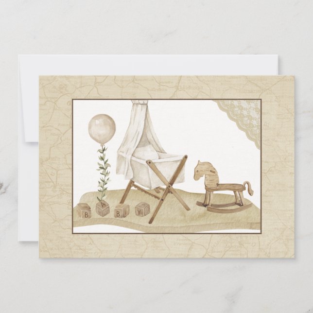 Einladung zur Vintagen Babydusche (Vorderseite)