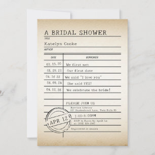 Einladung zur Vintagen Bibliothekskarte Bridal Dus