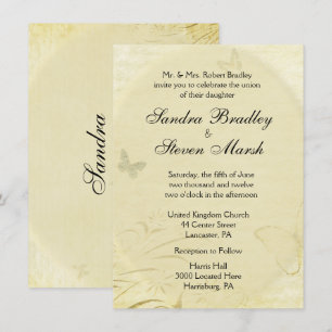 Einladung zur Vintagen Butterfly-Hochzeit