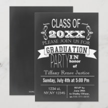 Einladung zur Vintagen Chalkboard Graduiertenparty