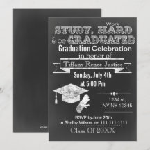 Einladung zur Vintagen Chalkboard Graduiertenparty