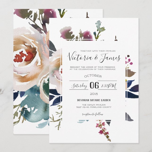 Einladung zur Vintagen Gartenhochzeit (Vorne/Hinten)
