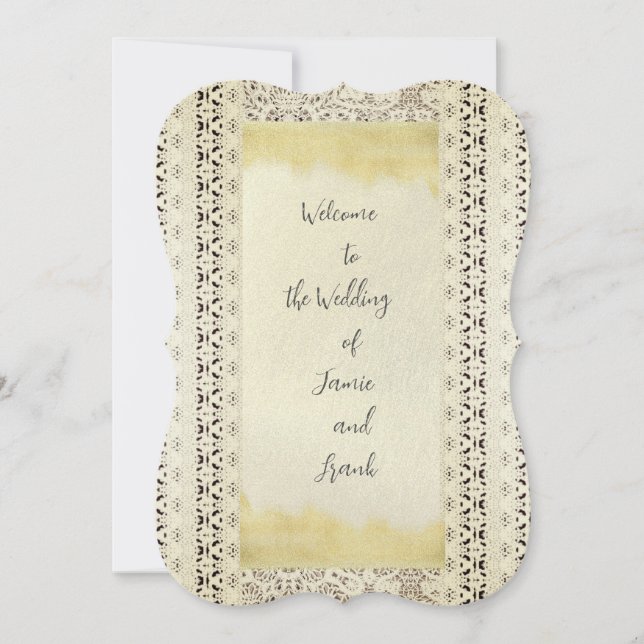 Einladung zur Vintagen Goldhochzeit (Vorderseite)