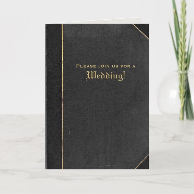 Einladung zur Vintagen Hochzeitsfeier in Schwarz (Vorderseite)