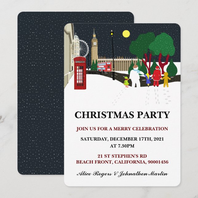Einladung zur Weihnachtsbande in London (Vorne/Hinten)