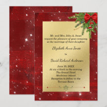Einladung zur Weihnachtsfeier mit Gold und Rot