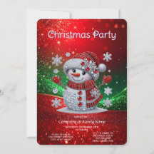 Einladung zur Weihnachtsfeier mit Rhinestones-Schn