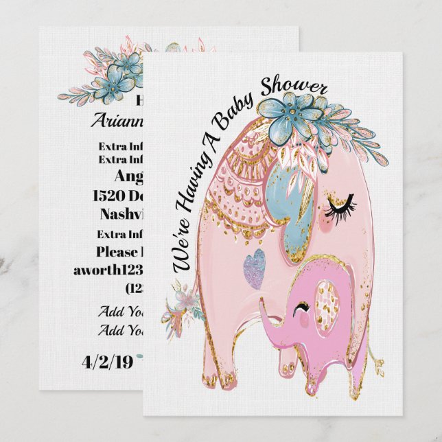 Einladung zur wertvollen Babydusche (Vorne/Hinten)