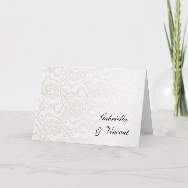 Einladung zur White Lace Hochzeit (Vorderseite)