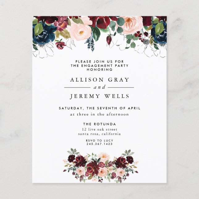 Einladung zur "Winter Floral Engagement Party" Flyer (Vorne)
