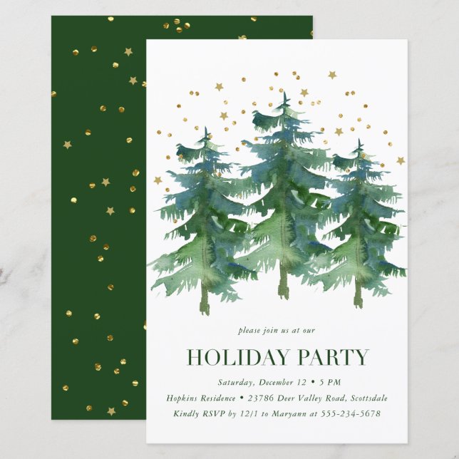 Einladung zur Winter Forest Holiday Party (Vorne/Hinten)