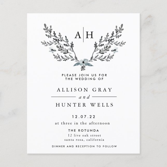Einladung zur Winterhochzeit | Flyer Haushalt (Vorne)