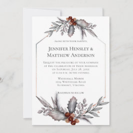 Einladung zur Winterhochzeit in Silber, Grau, Rust