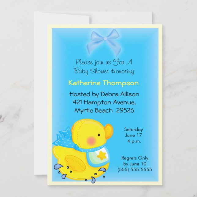 Einladung zur Yellow Duck Baby Dusche (Vorderseite)