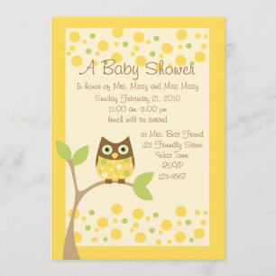 Einladung zur Yellow Owl Baby Dusche
