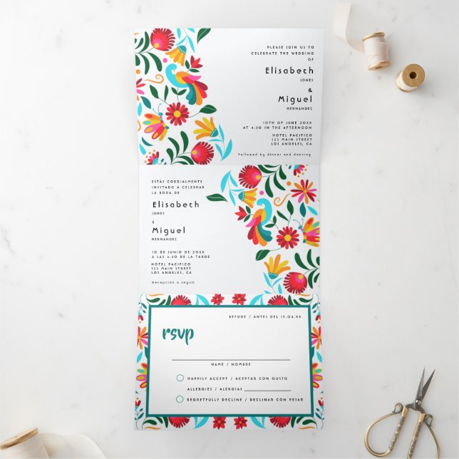 Einladung zur zweisprachigen Hochzeit - Flora Alle (Innenseite)