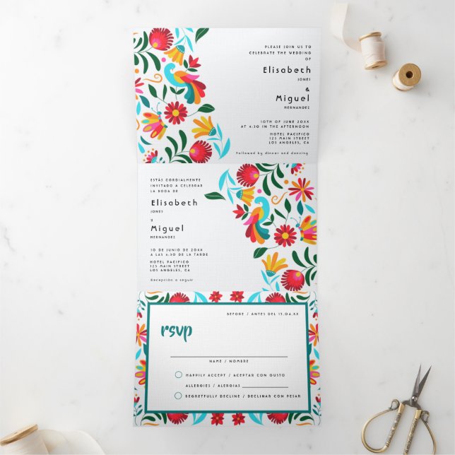 Einladung zur zweisprachigen Hochzeit - Flora Alle (Innenseite)