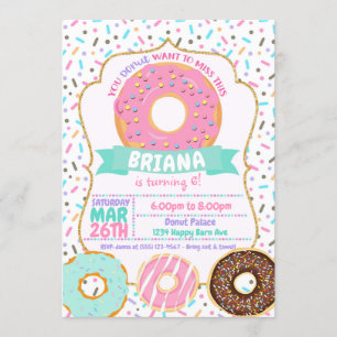 Einladungen abgeben, Pastel Gold Pink Donut Einlad