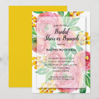 Einladungen: Aquarellfarbe Rosa Blumendusche