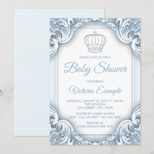 Einladungen Baby-Blau-Silber-Prinz-Babyparty