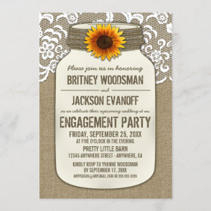 Einladungen der Jar-Engagement-Partei Burlap Lace