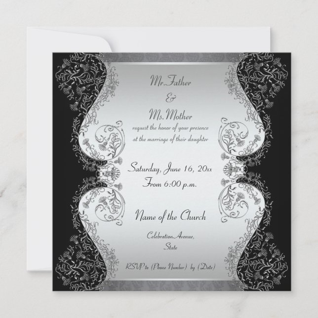 Einladungen des Silbers und elegante der Hochzeit (Vorderseite)
