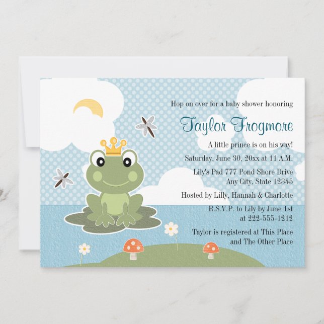 Einladungen Frosch-Prinz-Babyparty (Vorderseite)