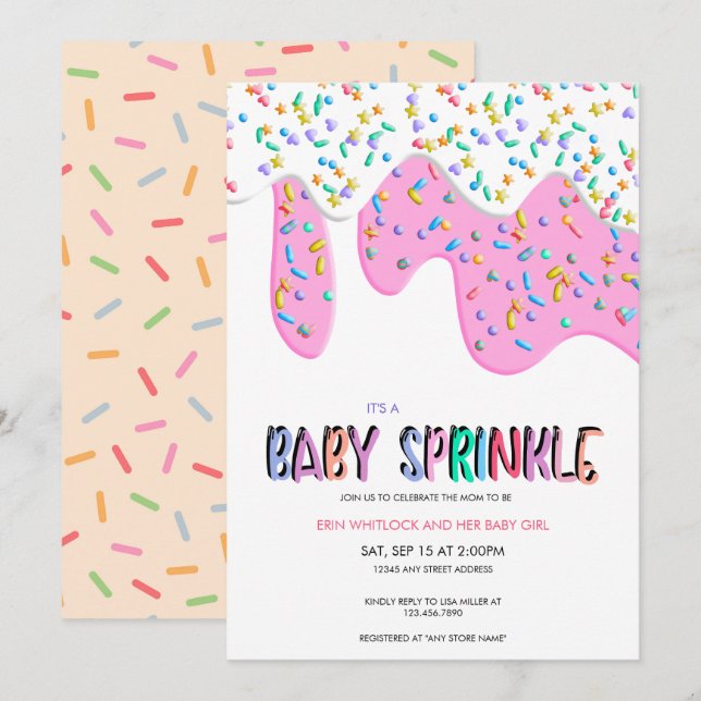 Einladungen für Baby Sprinkle (Vorne/Hinten)