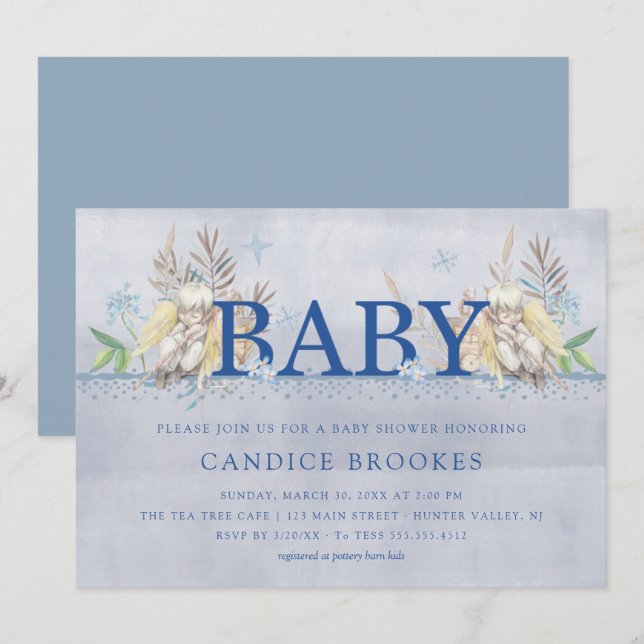 Einladungen für Babydusche | Angel Baby (Vorne/Hinten)