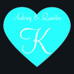 Einladungen für benutzerdefinierte Cyan-Monogramme Herz-Aufkleber<br><div class="desc">Custom Invite Siegel For Wedding Monogram - Häufig fragte Hochzeitspezialisten: Was ist der Preis für Monogramm Umschlag Aufkleber? Diese eleganten und hervorragenden Designer Wedding Monogram Siegel sind für Monogramme für Hochzeiten genau das Richtige,  zusätzlich zu den zusätzlichen Hochzeitszubehör. - Entdeckungen von Hochzeitsmonogrammen - Einladungen für Hochzeitsmonogramme und -namen</div>