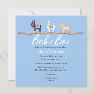 Einladungen für Boho Animals Baby Boy Shower