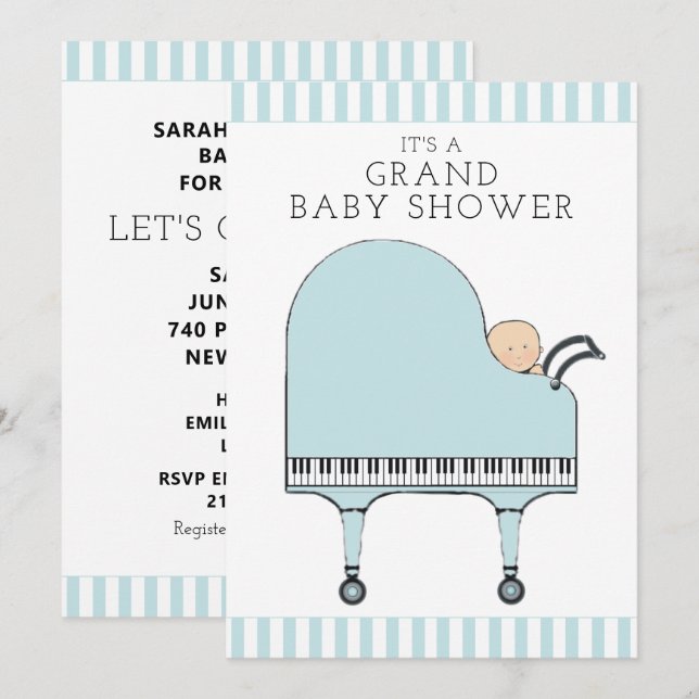 Einladungen für Boy Baby Shower (Vorne/Hinten)