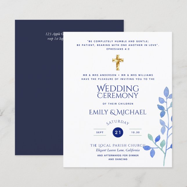 Einladungen für Christliche Hochzeiten der Marine (Vorne/Hinten)