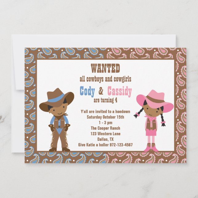 Einladungen für Cowboy und Cowgirl (Vorderseite)