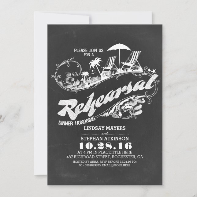 Einladungen für das Abendessen am Strand mit Probe (Vorderseite)