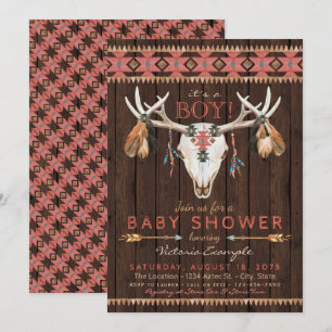 Einladungen für das Boho Tribal Skull Baby