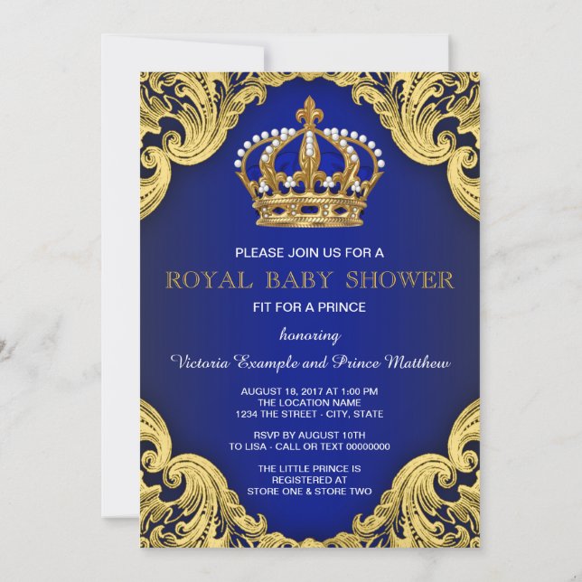 Einladungen für das Royal Prince Baby (Rückseite)