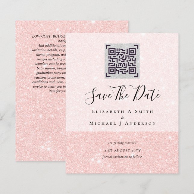 Einladungen für das zeitgemäße Hochzeitdatum von Q (Vorne/Hinten)